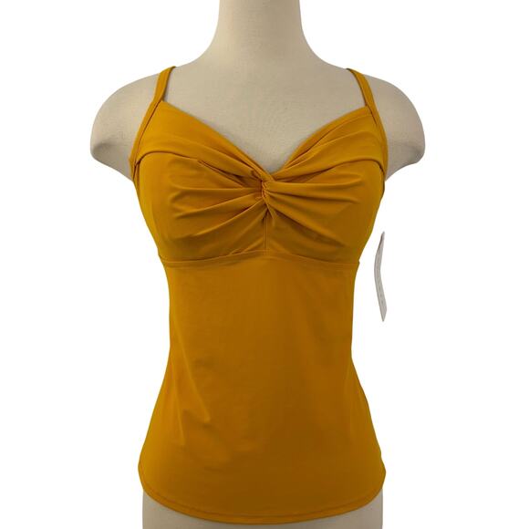 Athleta Twist Up Tankini Swim Top Underwire Yellow 34D/DD NWT - Picture 1 of 9